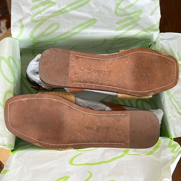 Sam Edelman Ilsie Ankle Strap Sandal Straw Cognac Size 10 - Picture 12 of 14